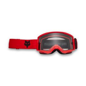 Fox Racing front view showing fluorescent red frame and wide viewport benefit