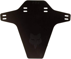 Fox Racing mud guard mounted on fork deflecting spray and keeping gear clean
