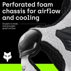 Fox Racing perforated shell close-up promoting airflow benefit