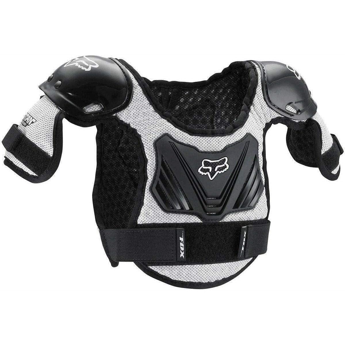 Fox Racing Peewee Titan front view showing compact chest coverage and quick-fit straps