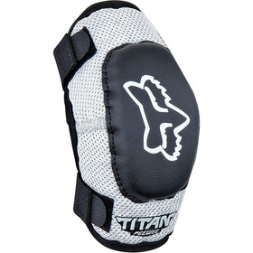 Fox Racing Pewee Titan front view showing full elbow and forearm coverage for safety