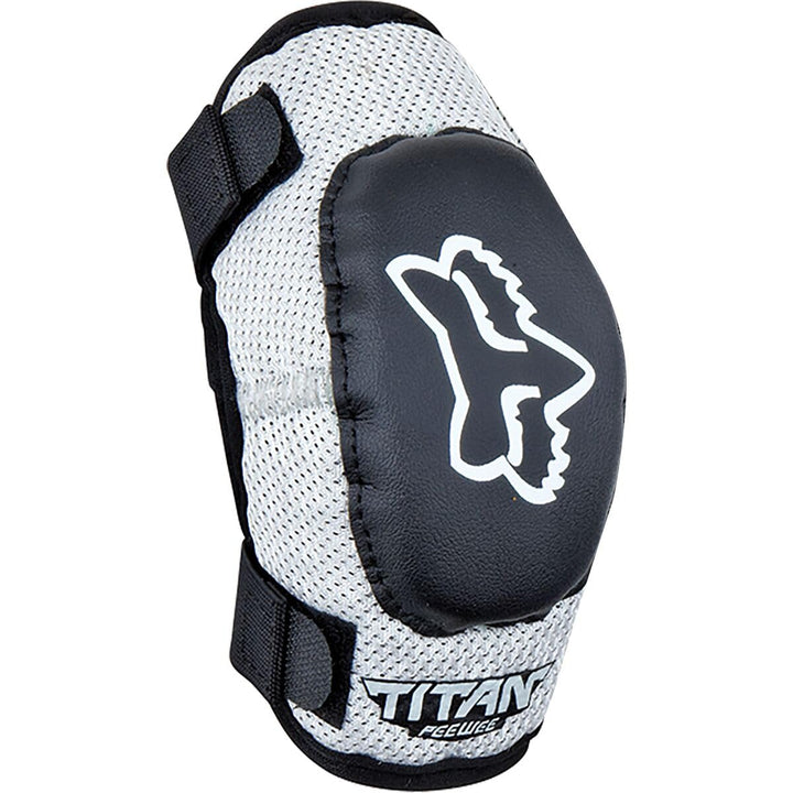 Fox Racing Pewee Titan front view showing full elbow and forearm coverage for safety