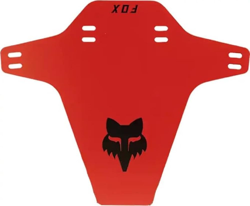 Fox Racing red mud guard front view protecting fork and reducing spray