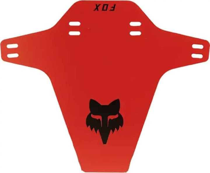 Fox Racing red mud guard front view protecting fork and reducing spray