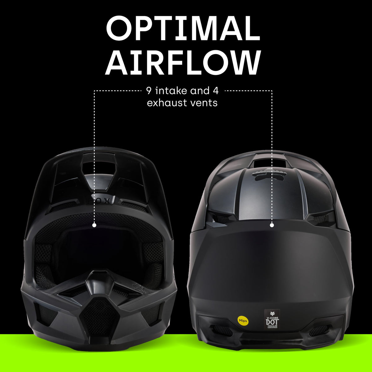 Fox Racing V Core displayed with multiple shell sizes for accurate fit selection