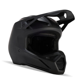 Fox Racing V1 front view matte black showing sleek profile and secure fit