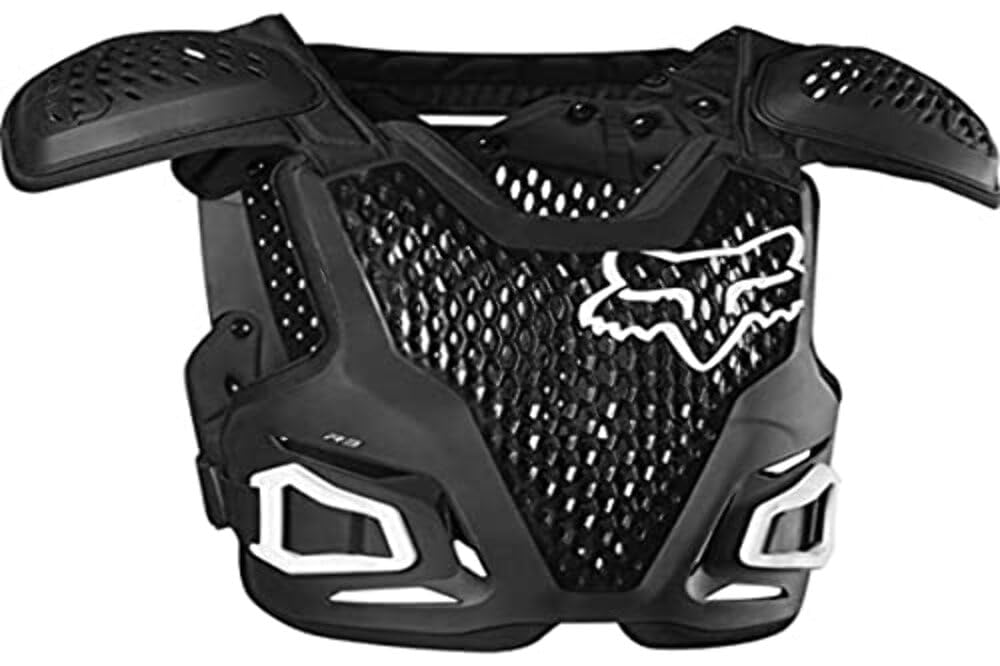 Fox Racing youth R3 close shoulder detail highlighting low-profile cups and mobility benefit
