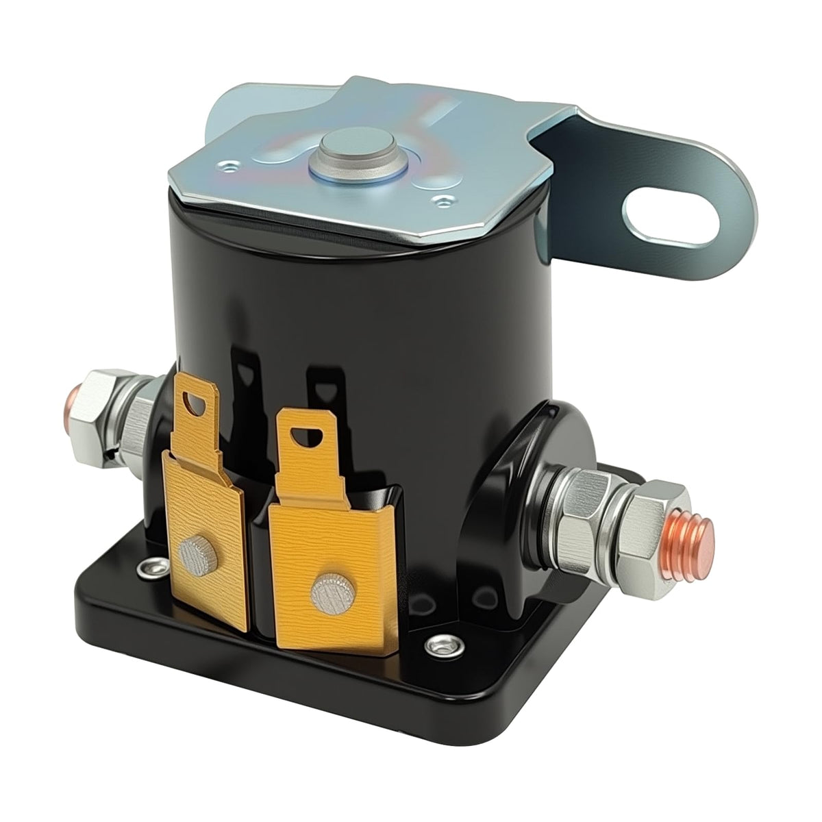 FOXSTAR starter solenoid front view showing terminals and mounting for quick identification and fit