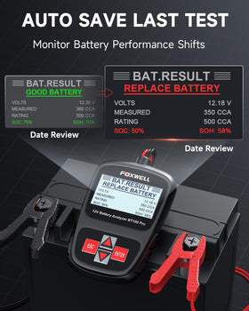 FOXWELL BT100 PRO clamp jaw detail ensuring firm contact and accurate tests