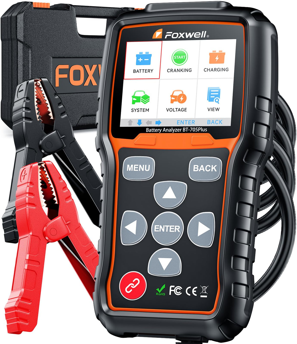 FOXWELL BT705Plus front panel showing ports and buttons for quick diagnostics