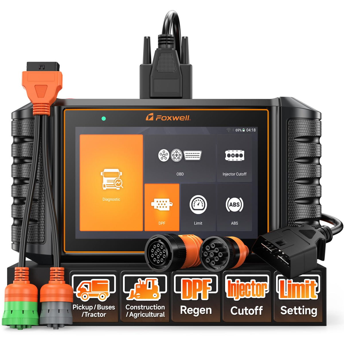 FOXWELL HD500 front display showing active diagnostics and clear result for faster troubleshooting