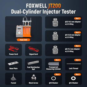 FOXWELL unit next to common tools showing compact size and workshop fit