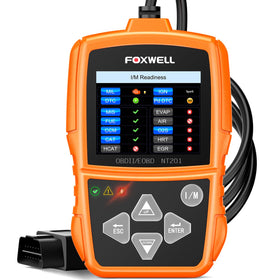 FOXWELL NT201 front panel showing buttons and port for fast diagnostics
