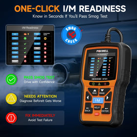 FOXWELL NT301 plugged into car DLC while diagnosing to save time