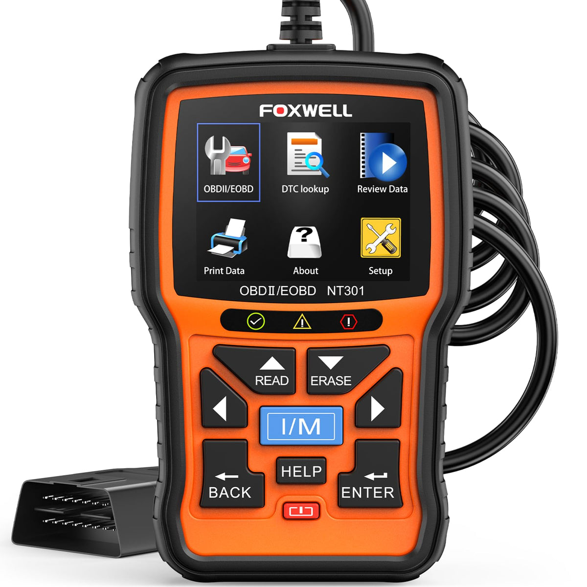 FOXWELL NT301 front view showing screen and housing for quick identification