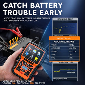 FOXWELL NT301 Plus connected to battery cables to test 12V battery health
