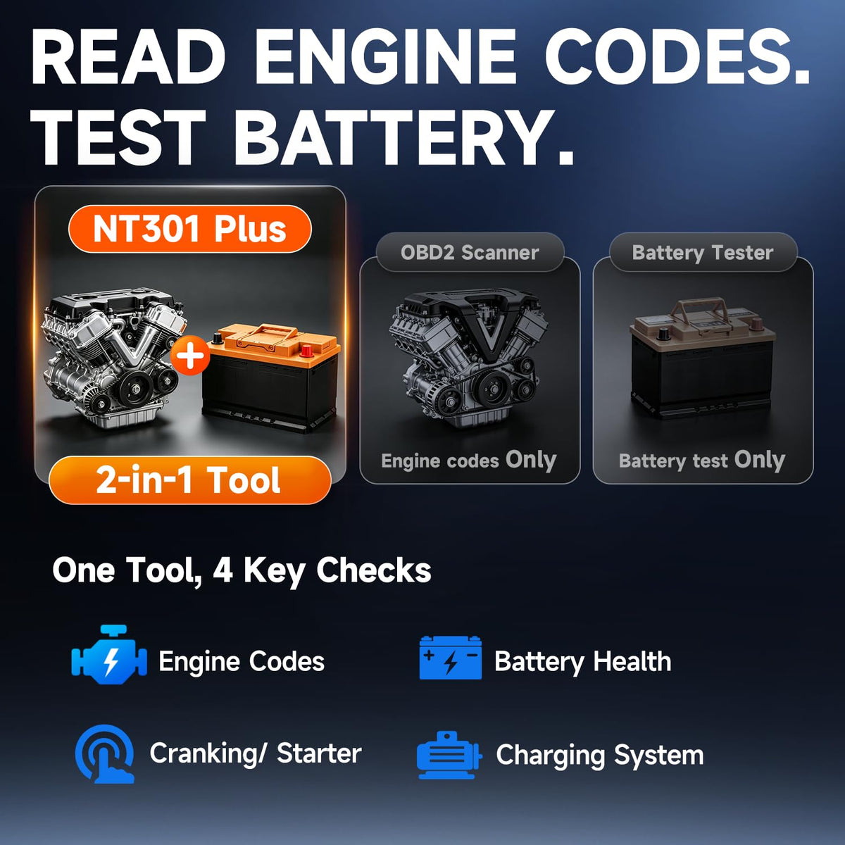 FOXWELL NT301 Plus plugged into vehicle OBDII port for instant diagnostics benefit