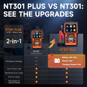 FOXWELL NT301 Plus screen close-up with clear color display for fast reading