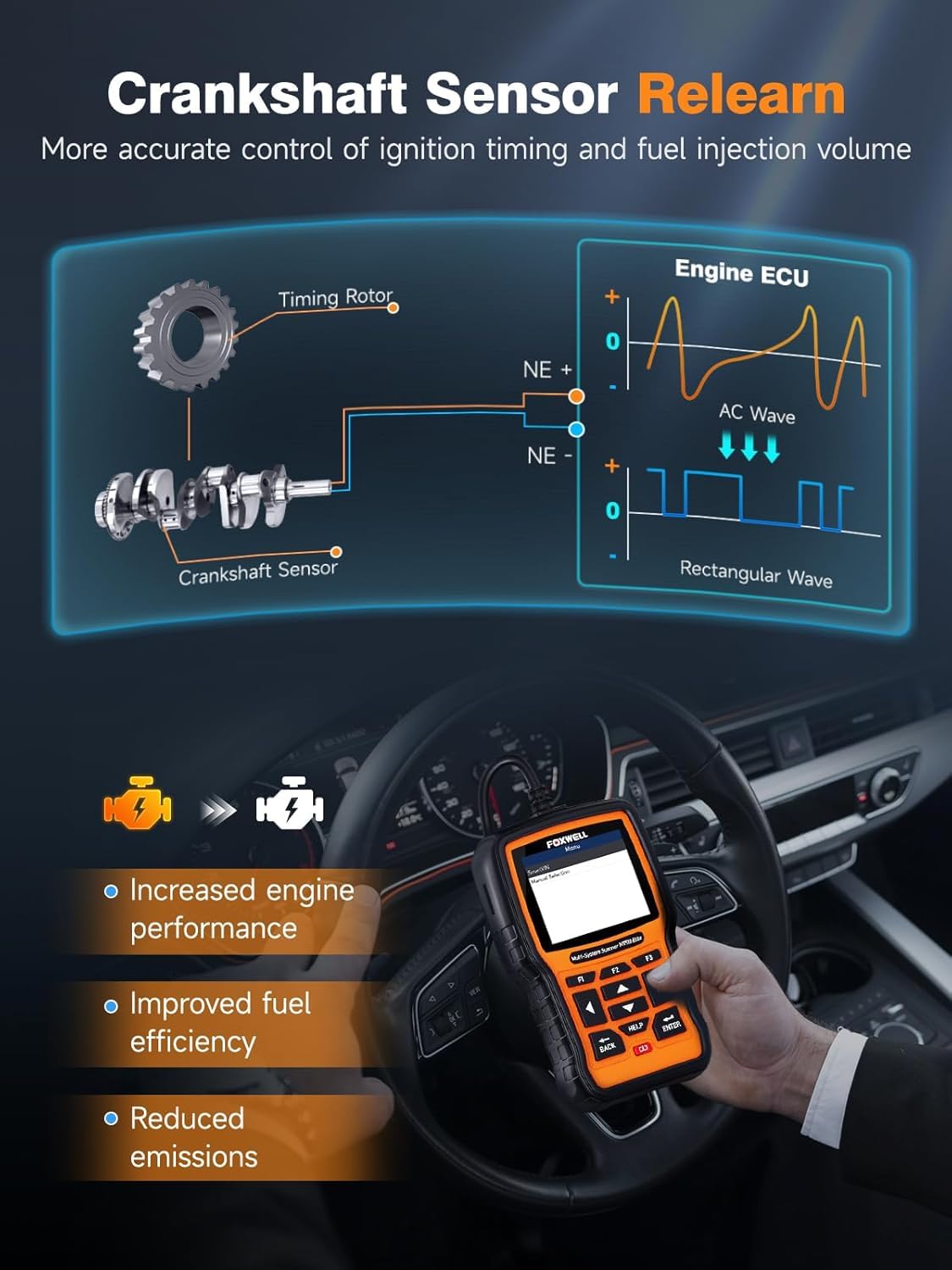 FOXWELL NT510 screen displaying live data graphs for clearer troubleshooting