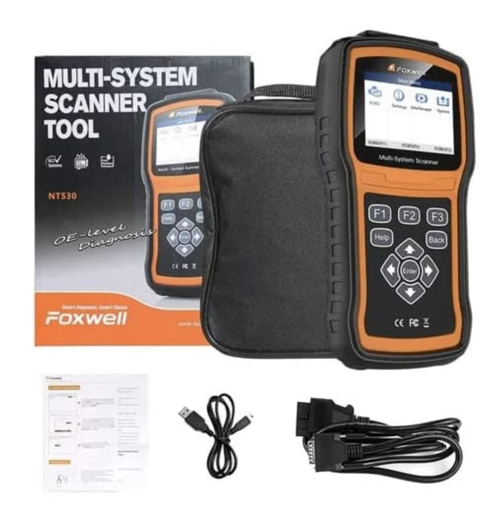 FOXWELL NT530 rear connection port and cable for reliable vehicle data access