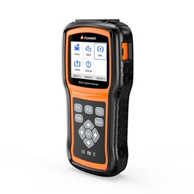 FOXWELL NT530 held next to a smartphone to show compact size and portability benefit