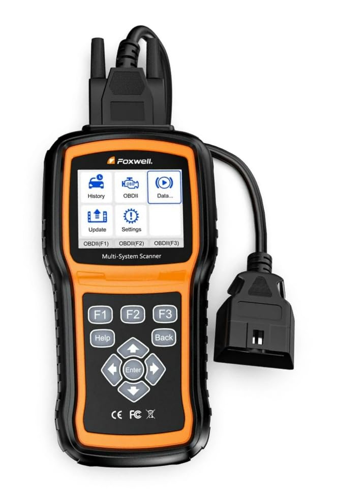 FOXWELL NT530 front panel showing ports and screen, demonstrating rugged workshop readiness