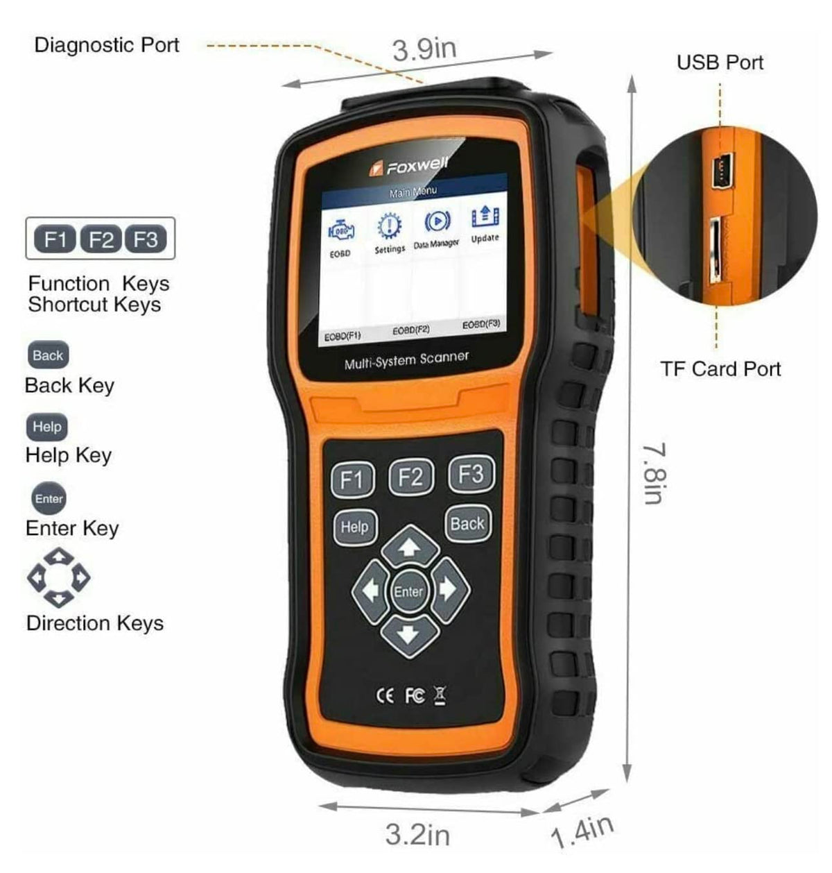 FOXWELL NT530 packaging box and contents, complete kit that’s workshop-ready out of the box