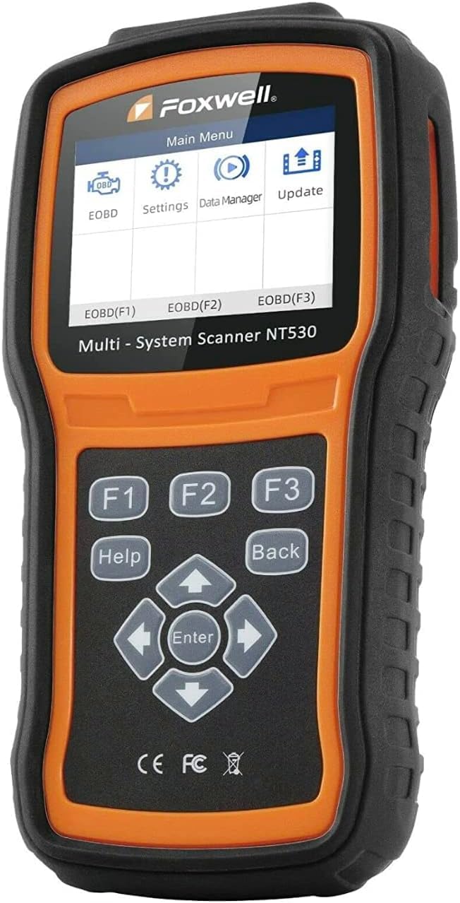FOXWELL NT530 PLUS front view showing controls and screen, fast diagnostics benefit