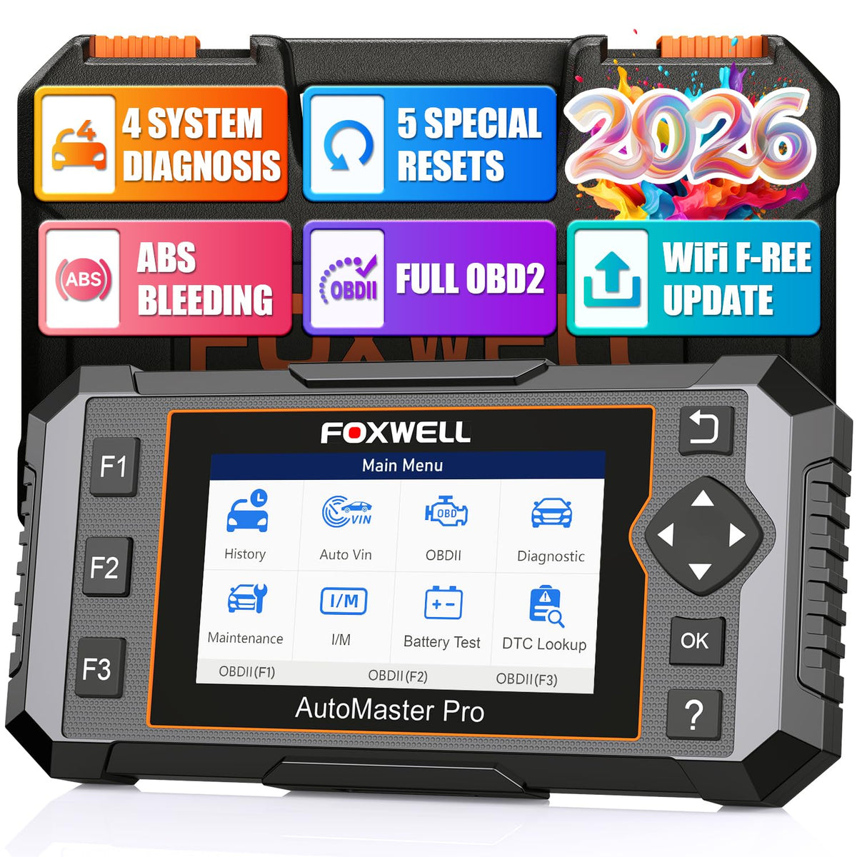 FOXWELL NT614 Elite front view showing rugged housing and intuitive controls for ease of use