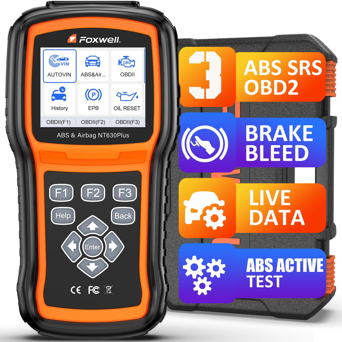 FOXWELL NT630 front view showing screen and controls, clear diagnostic visibility