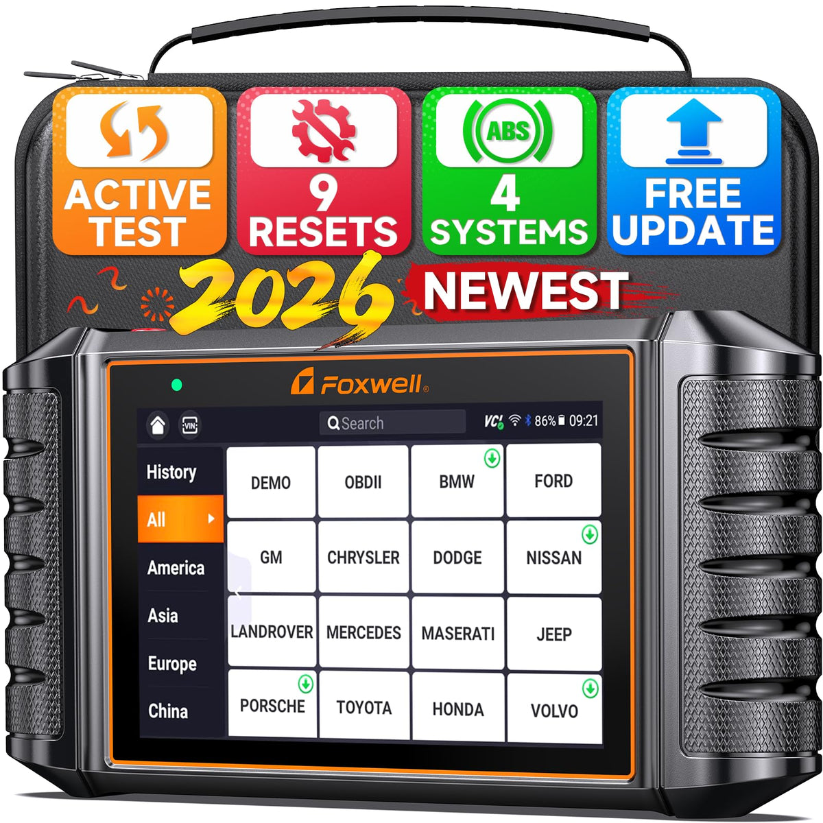 FOXWELL NT716 front view showing tablet design and port for quick access