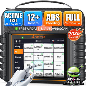 FOXWELL NT726 front display showing menus and quick scans for faster diagnostics