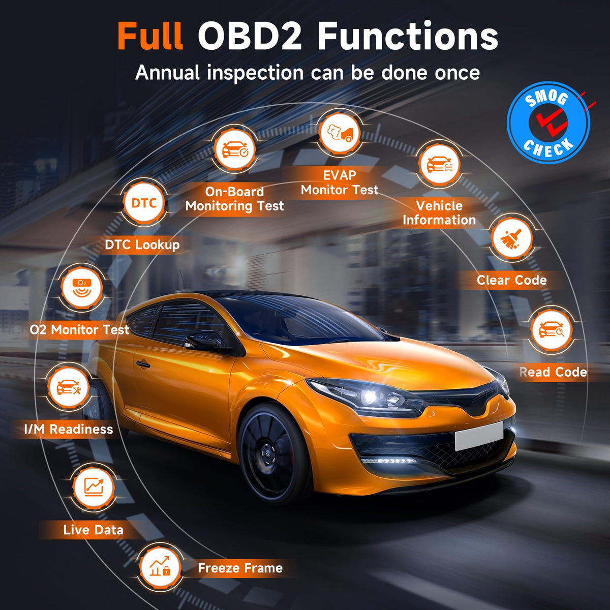 FOXWELL NT726 OBD connector plugged into vehicle port to begin full-system scan