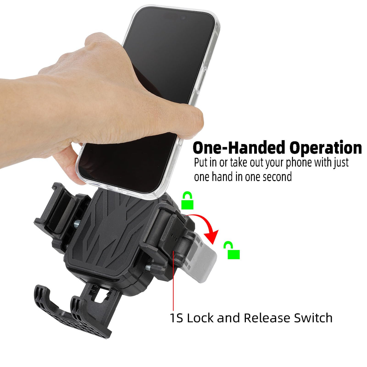 FPN mounted phone in vehicle showing clear screen access and steady hold