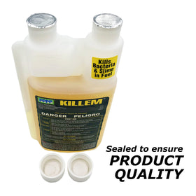 FPPF KILLEM bottle held in hand showing compact 16 oz size for easy dosing