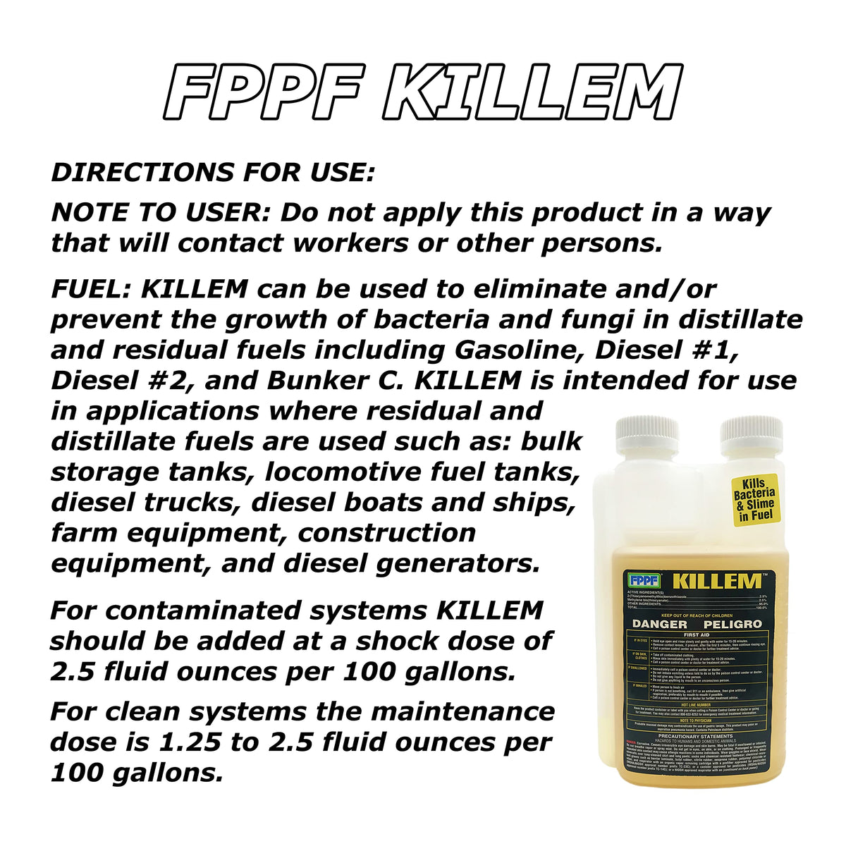 FPPF KILLEM label close-up highlighting EPA registration and usage directions for safety