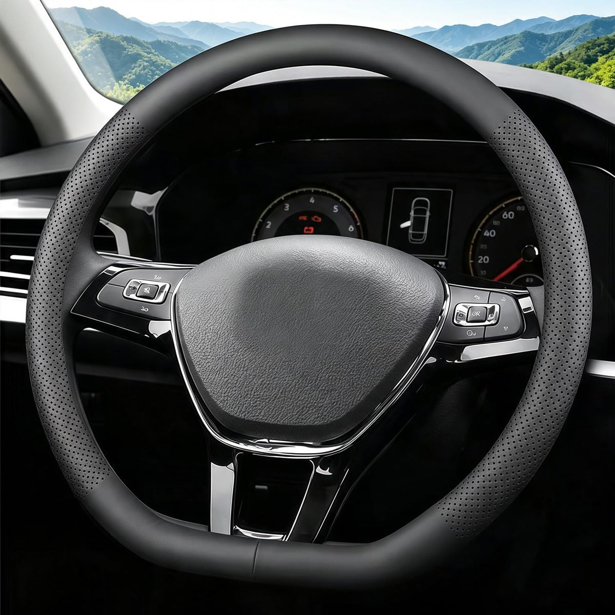 FQMY close-up of microfiber leather texture highlighting soft durable feel