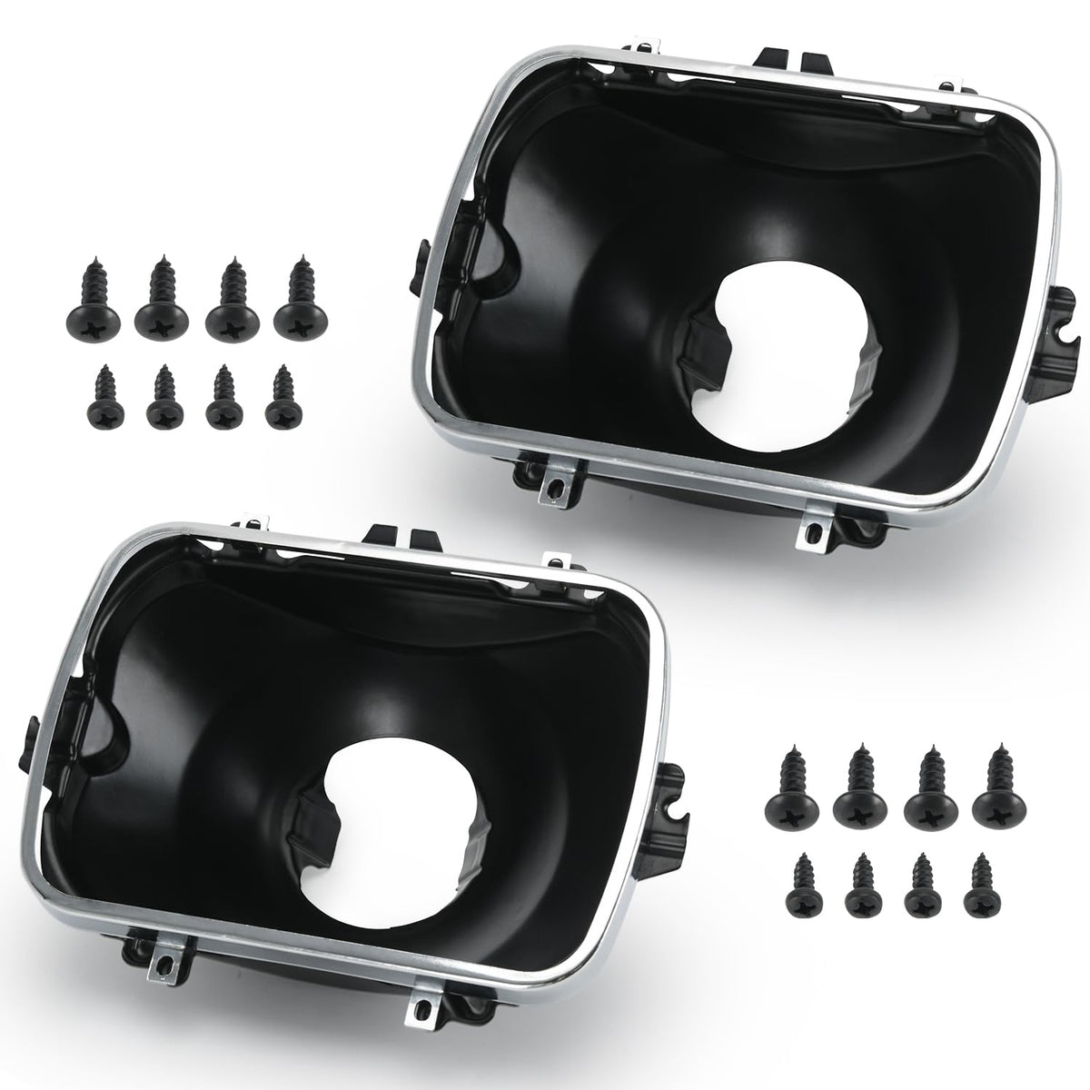 FQRANBO front view of headlight bucket kit showing complete two-pack and benefits of replacement