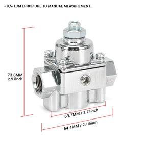 FQRANBO gauge close-up showing 1 PSI scale for precise fuel-pressure tuning