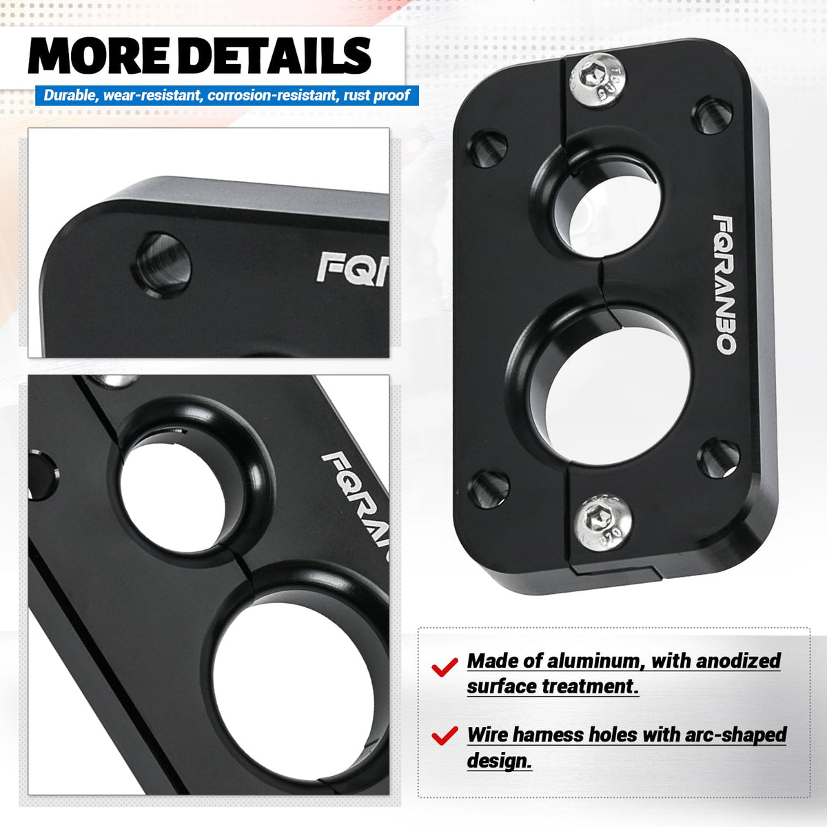FQRANBO side profile displaying outer dimensions for accurate firewall cutout