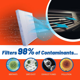 FRAM filter close-up of media texture with baking soda and carbon for odor control