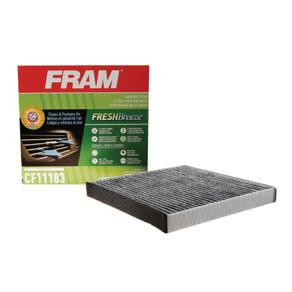 FRAM front packaging showing Fresh Breeze filter and benefits