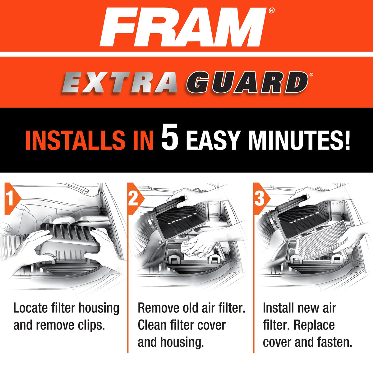 FRAM filter on a truck driving a dusty road illustrating debris protection