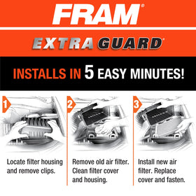 FRAM filter on a truck driving a dusty road illustrating debris protection