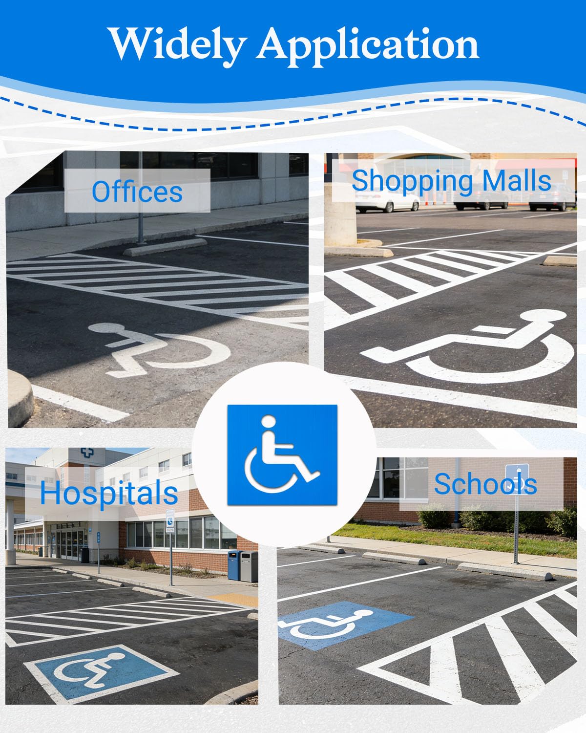 FrameFirm finished handicap parking marking on lot showing crisp professional result