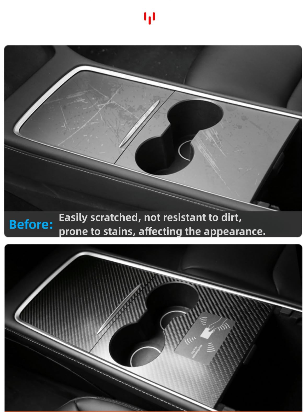 frani installed in Tesla interior lifestyle shot showing upgraded look