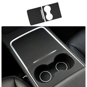 frani front view of matte black console wrap showing precise fit and sleek protection