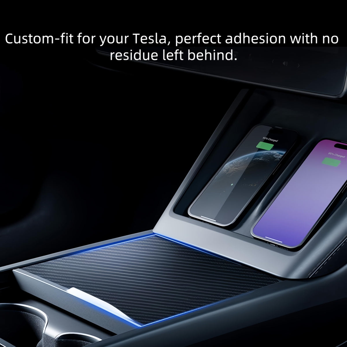frani installed on Tesla Model 3 center console, improves interior look