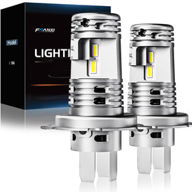 FRANXI front view of H4/9003/HB2 bulbs showing plug-and-play design and quick install benefit