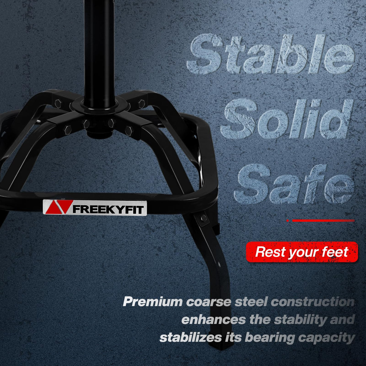 FreekyFit mechanic rotating the stool 360° to access tools without standing